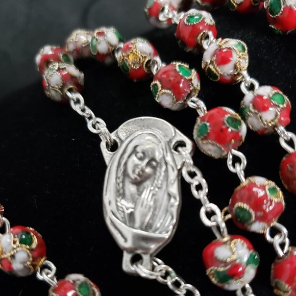Rosary Cloisonne Bead Red. - Picture 3 of 6